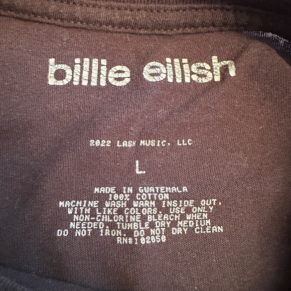 Billie Eilish Size L Happier Than Ever Concert Graphic T-shirt Black Bad Things - Picture 2 of 5